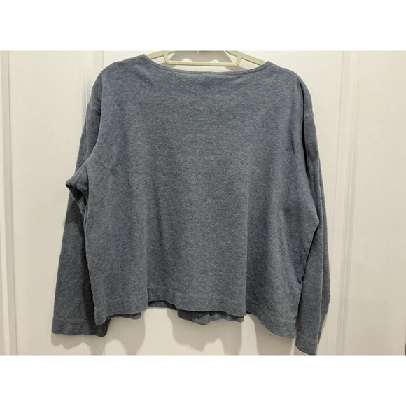 Eileen Fisher Short Cardigan Medium Gray Snap Closure Long Sleeve - Picture 4 of 7